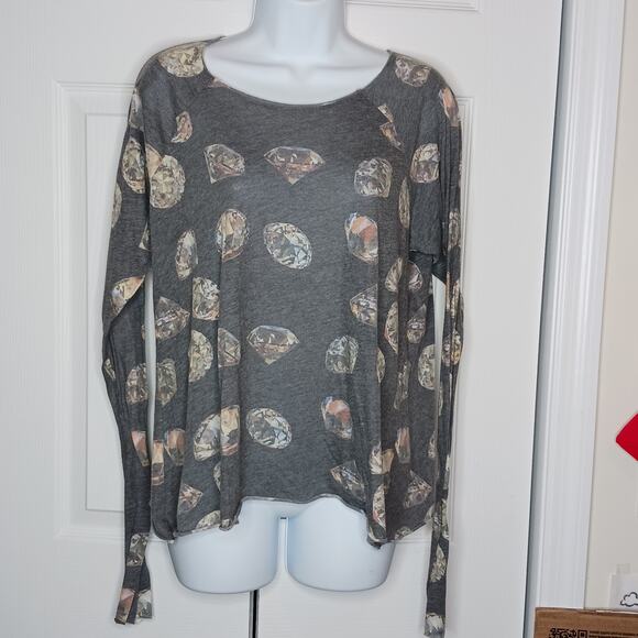 Wildfox Forever Diamond Print Cozy Raglan Tee NWOT - Picture 4 of 11